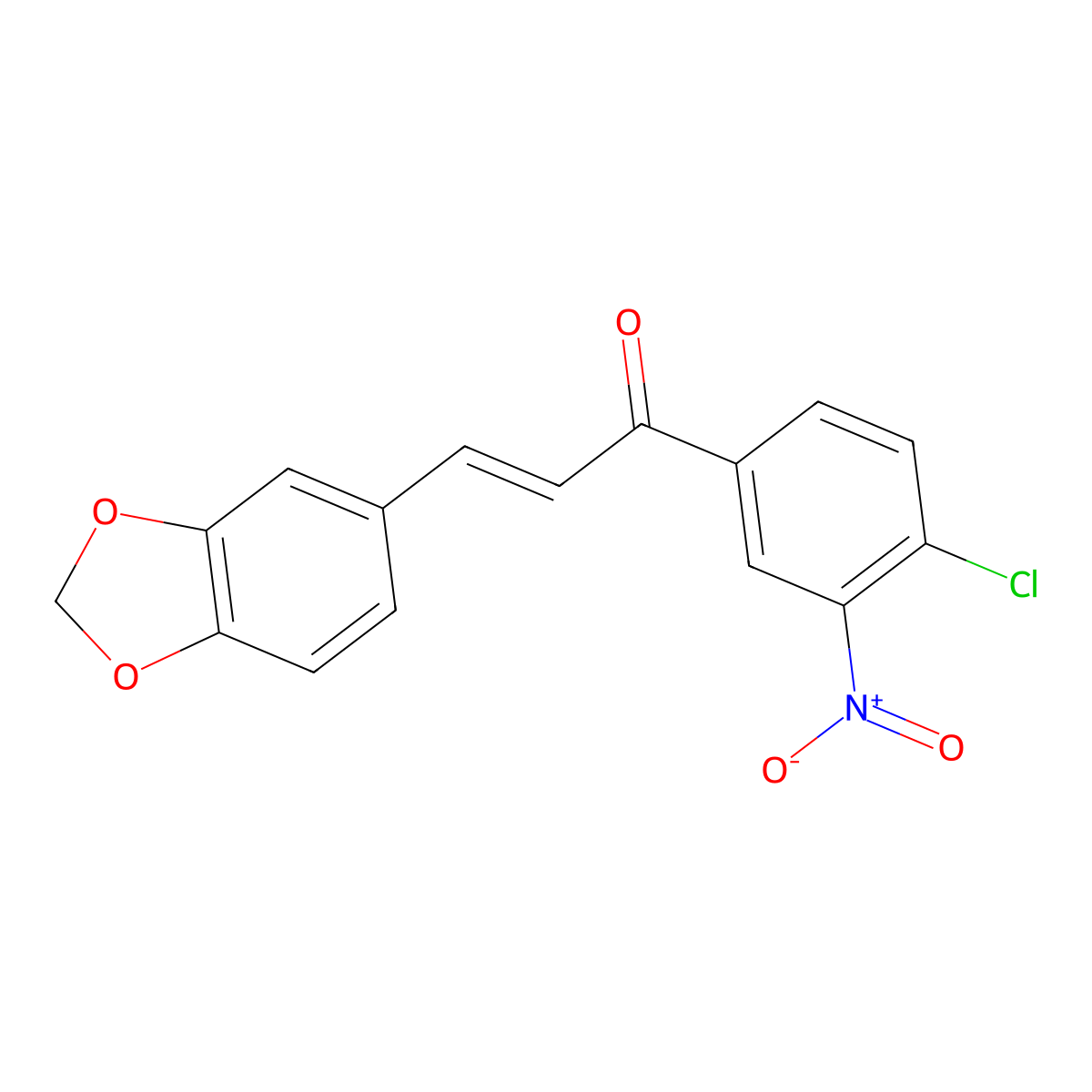 (2E)-3-(2H-1,3-benzodioxol-5-yl)-1-(4-chloro-3-nitrophenyl)prop-2-en-1-one molecular structure, CAS 338415-88-6