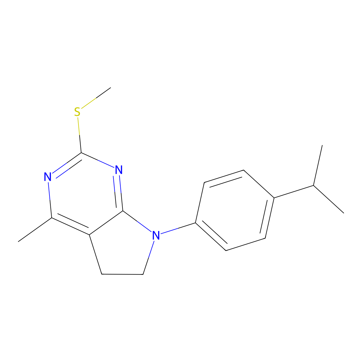 7-(4-isopropylphenyl)-4-methyl-2-(methylsulfanyl)-6,7-dihydro-5H-pyrrolo[2,3-d]pyrimidine molecular structure, CAS 338415-89-7