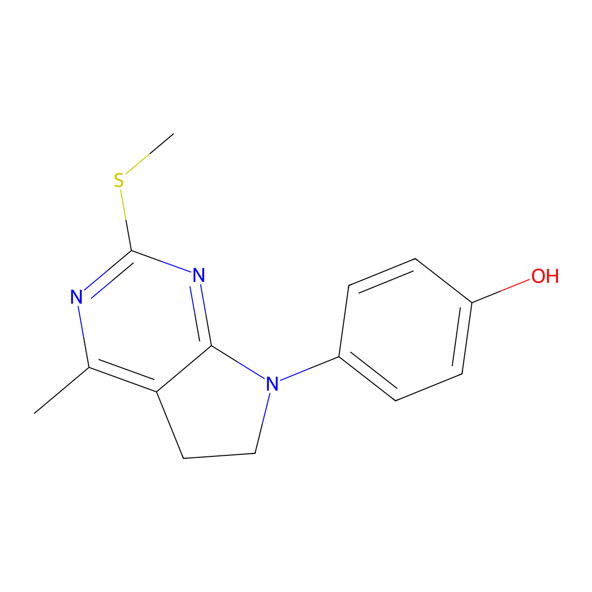 4-[4-methyl-2-(methylsulfanyl)-5,6-dihydro-7H-pyrrolo[2,3-d]pyrimidin-7-yl]benzenol molecular structure, CAS 338416-14-1