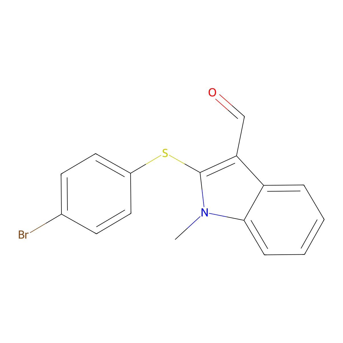 2-[(4-bromophenyl)sulfanyl]-1-methyl-1H-indole-3-carbaldehyde molecular structure, CAS 338416-15-2
