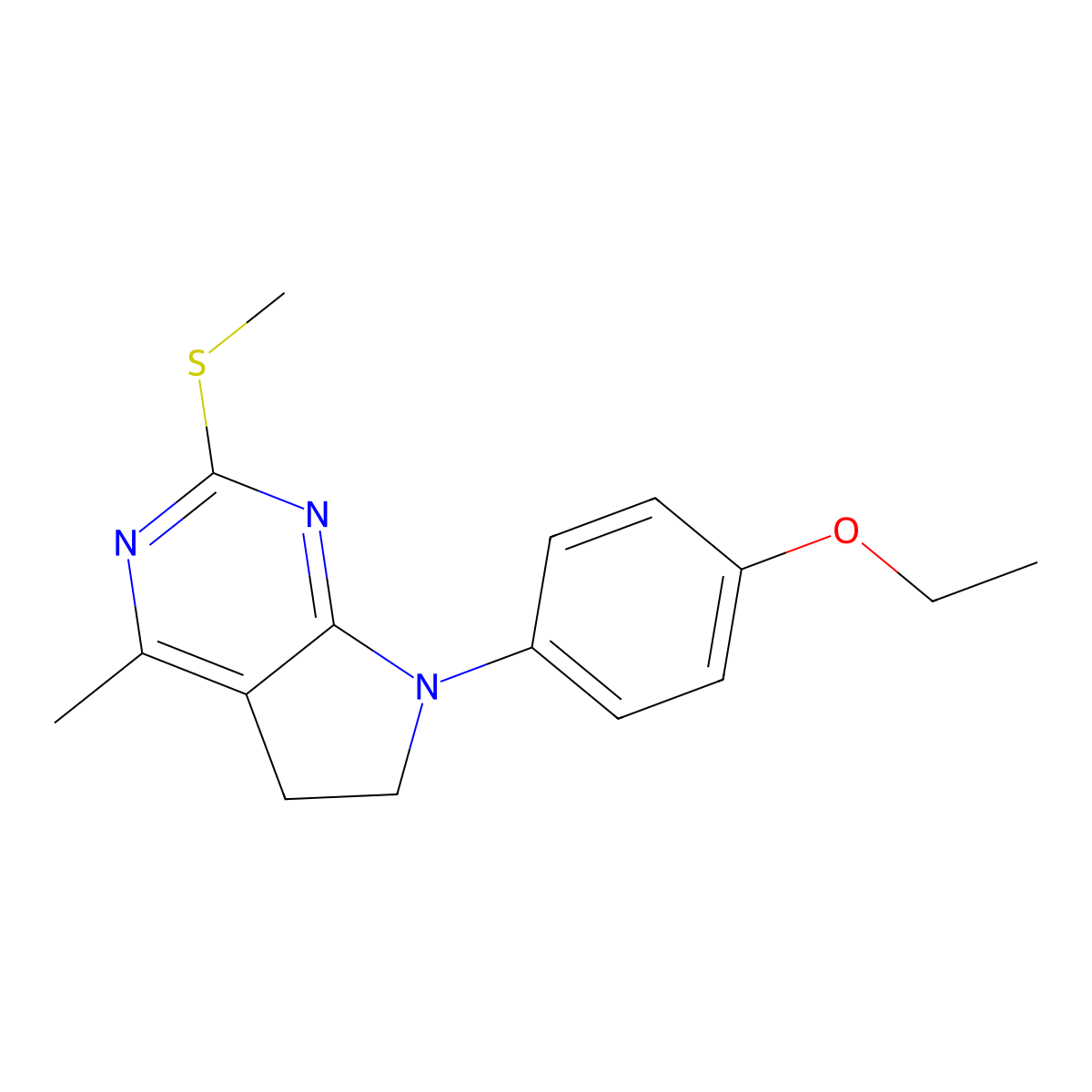 ethyl 4-[4-methyl-2-(methylsulfanyl)-5,6-dihydro-7H-pyrrolo[2,3-d]pyrimidin-7-yl]phenyl ether molecular structure, CAS 338416-18-5