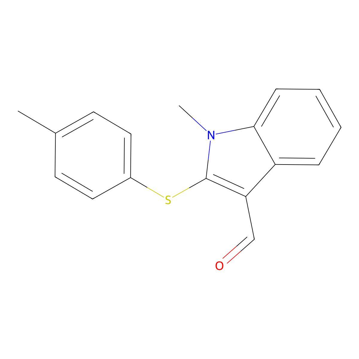 1-methyl-2-[(4-methylphenyl)sulfanyl]-1H-indole-3-carbaldehyde molecular structure, CAS 338416-19-6