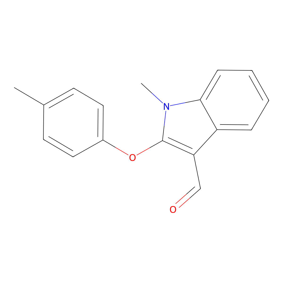 1-methyl-2-(4-methylphenoxy)-1H-indole-3-carbaldehyde molecular structure, CAS 338416-21-0
