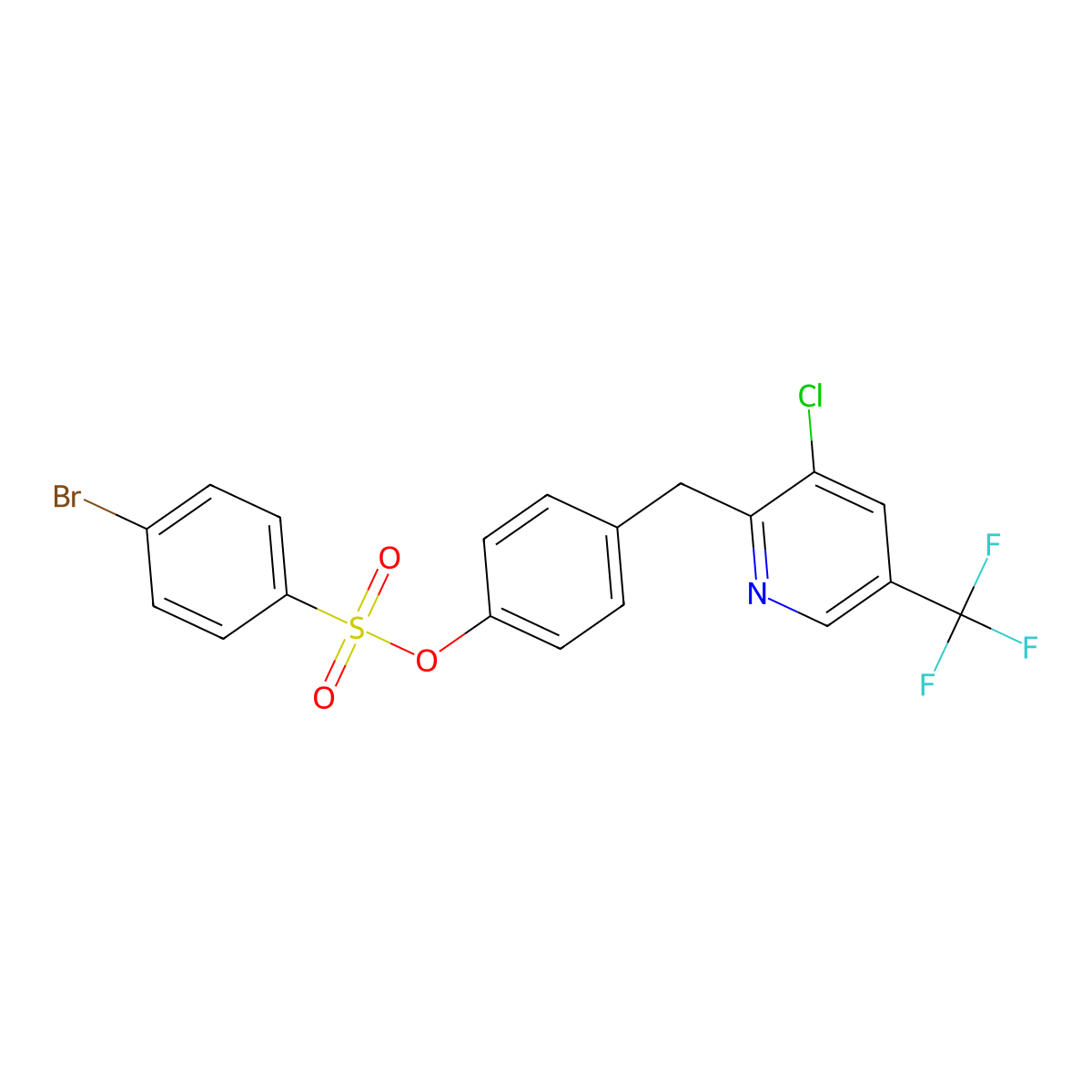 4-{[3-Chloro-5-(trifluoromethyl)-2-pyridinyl]methyl}phenyl 4-bromobenzenesulfonate molecular structure, CAS 338416-31-2