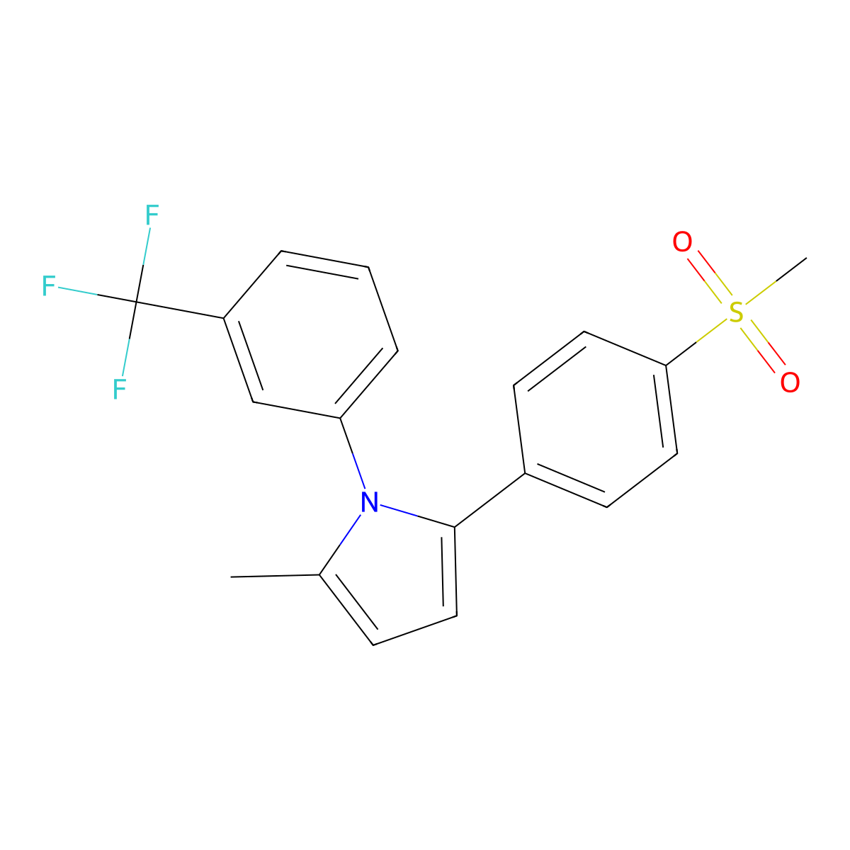 2-methyl-5-[4-(methylsulfonyl)phenyl]-1-[3-(trifluoromethyl)phenyl]-1H-pyrrole molecular structure, CAS 338416-32-3