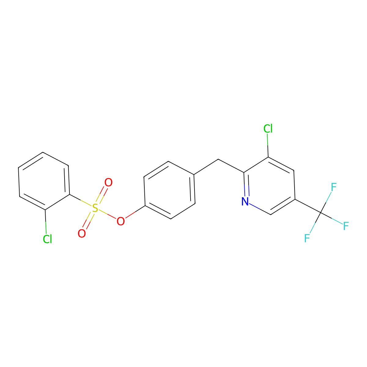 4-{[3-Chloro-5-(trifluoromethyl)-2-pyridinyl]methyl}phenyl 2-chlorobenzenesulfonate molecular structure, CAS 338416-34-5