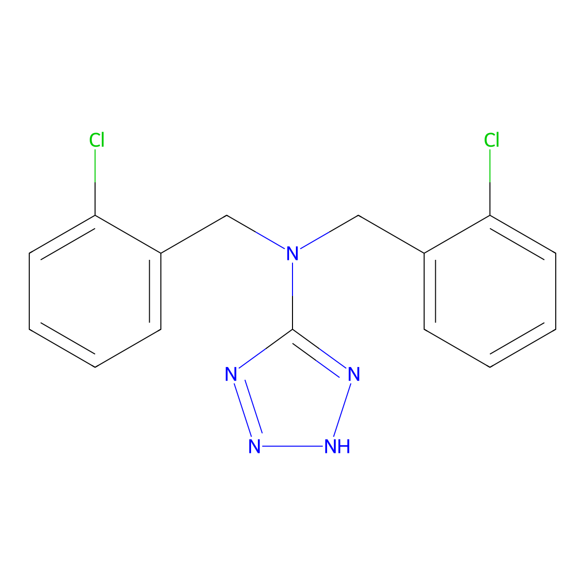 N,N-bis[(2-chlorophenyl)methyl]-2H-tetrazol-5-amine molecular structure, CAS 338416-49-2