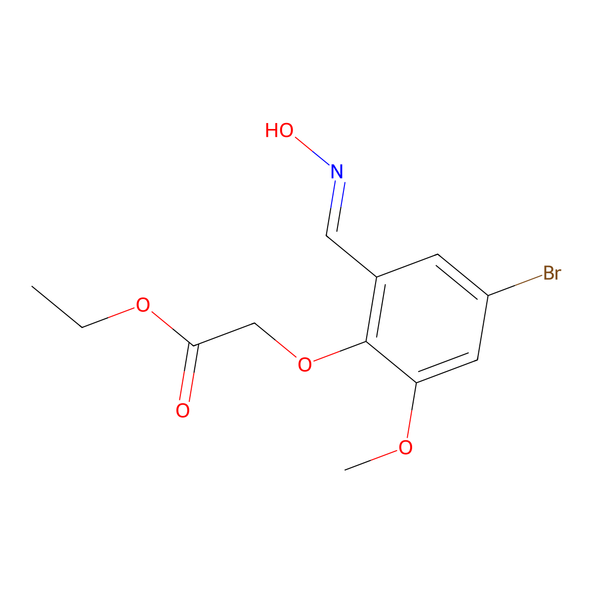 ethyl 2-{4-bromo-2-[(1E)-(hydroxyimino)methyl]-6-methoxyphenoxy}acetate molecular structure, CAS 338416-53-8