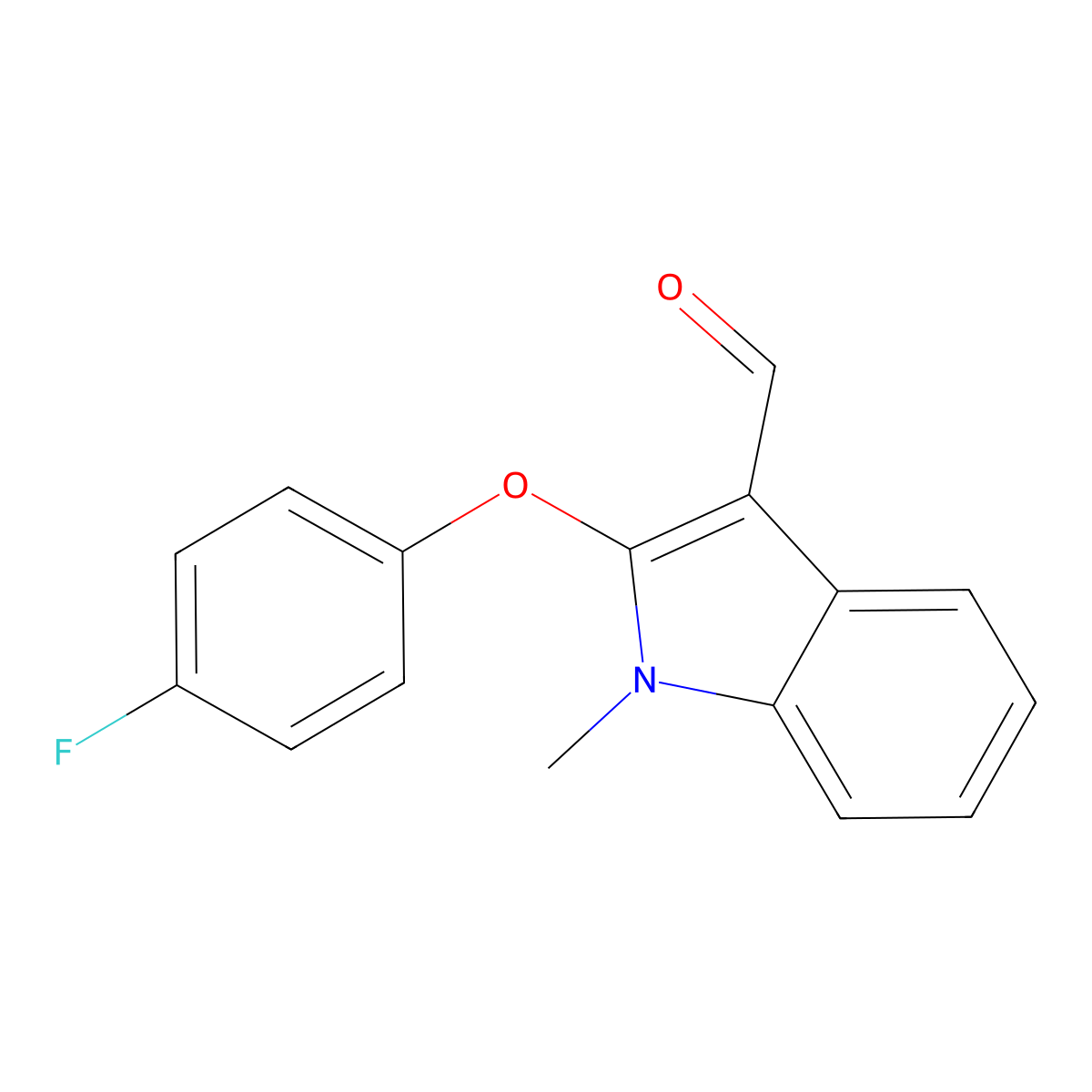 2-(4-fluorophenoxy)-1-methyl-1H-indole-3-carbaldehyde molecular structure, CAS 338416-70-9
