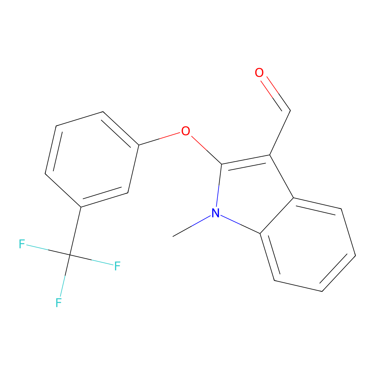 1-Methyl-2-[3-(trifluoromethyl)phenoxy]-1H-indole-3-carbaldehyde molecular structure, CAS 338416-72-1