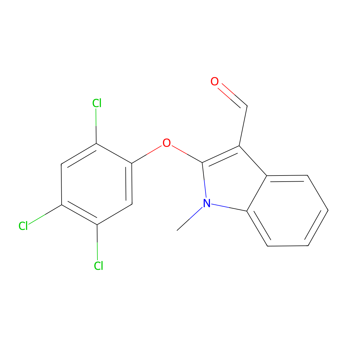 1-methyl-2-(2,4,5-trichlorophenoxy)-1H-indole-3-carbaldehyde molecular structure, CAS 338416-88-9