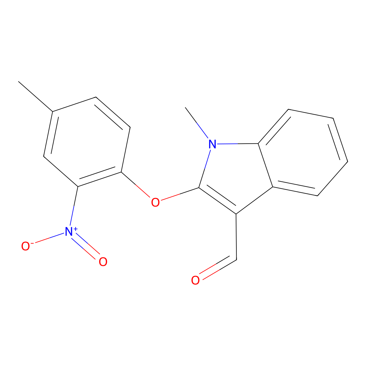 1-methyl-2-(4-methyl-2-nitrophenoxy)-1H-indole-3-carbaldehyde molecular structure, CAS 338416-90-3