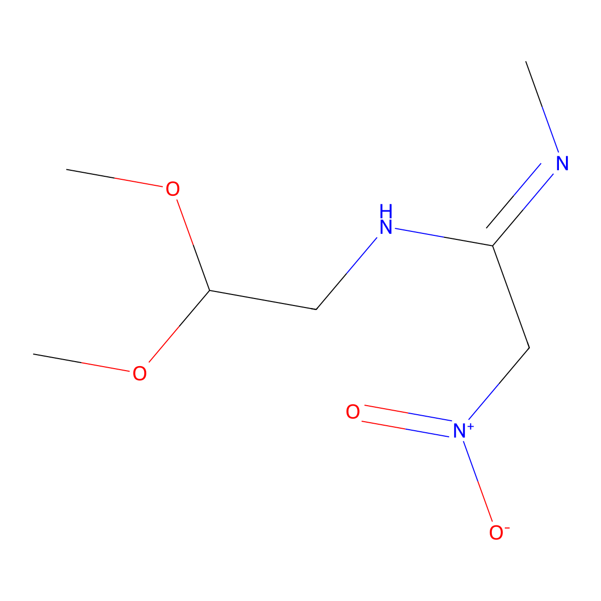 N-(2,2-dimethoxyethyl)-N'-methyl-2-nitroethanimidamide molecular structure, CAS 338416-93-6