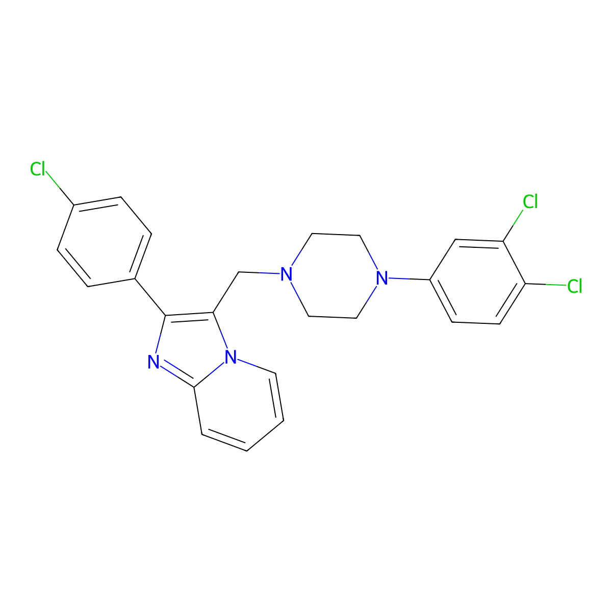2-(4-Chlorophenyl)-3-{[4-(3,4-dichlorophenyl)piperazino]methyl}imidazo[1,2-a]pyridine molecular structure, CAS 338416-96-9