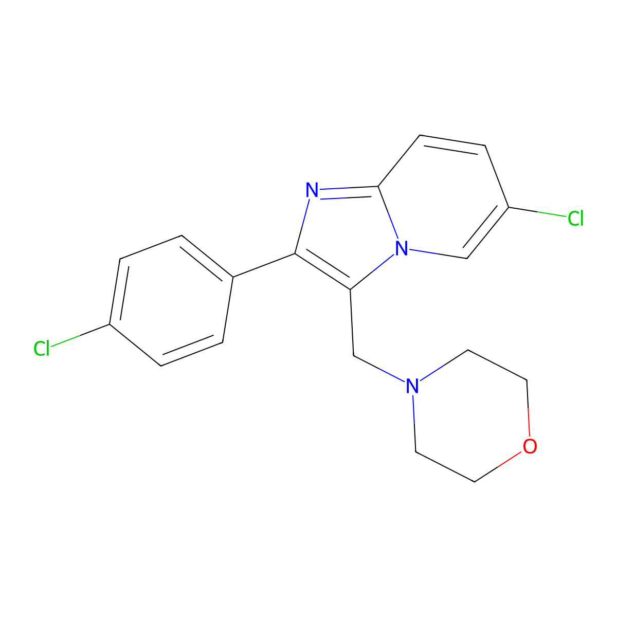6-Chloro-2-(4-chlorophenyl)-3-(morpholinomethyl)imidazo[1,2-a]pyridine molecular structure, CAS 338417-02-0