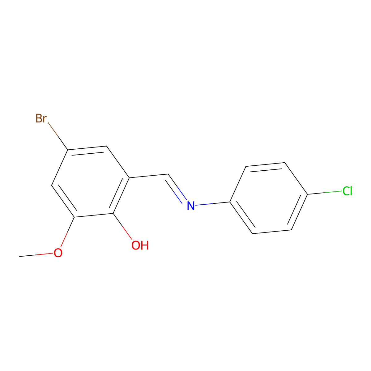 4-Bromo-2-{[(4-chlorophenyl)imino]methyl}-6-methoxyphenol molecular structure, CAS 338417-07-5