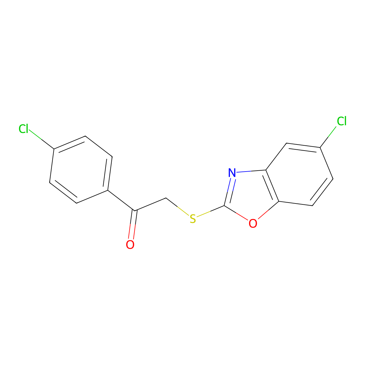 2-[(5-Chloro-1,3-benzoxazol-2-yl)sulfanyl]-1-(4-chlorophenyl)-1-ethanone molecular structure, CAS 338417-18-8