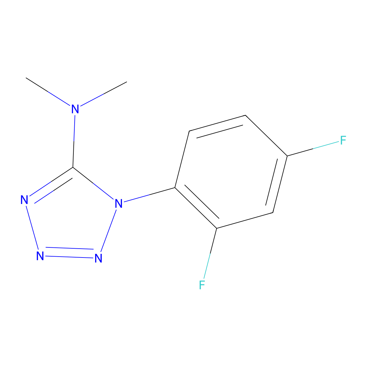 N-[1-(2,4-difluorophenyl)-1H-1,2,3,4-tetraazol-5-yl]-N,N-dimethylamine molecular structure, CAS 338417-23-5
