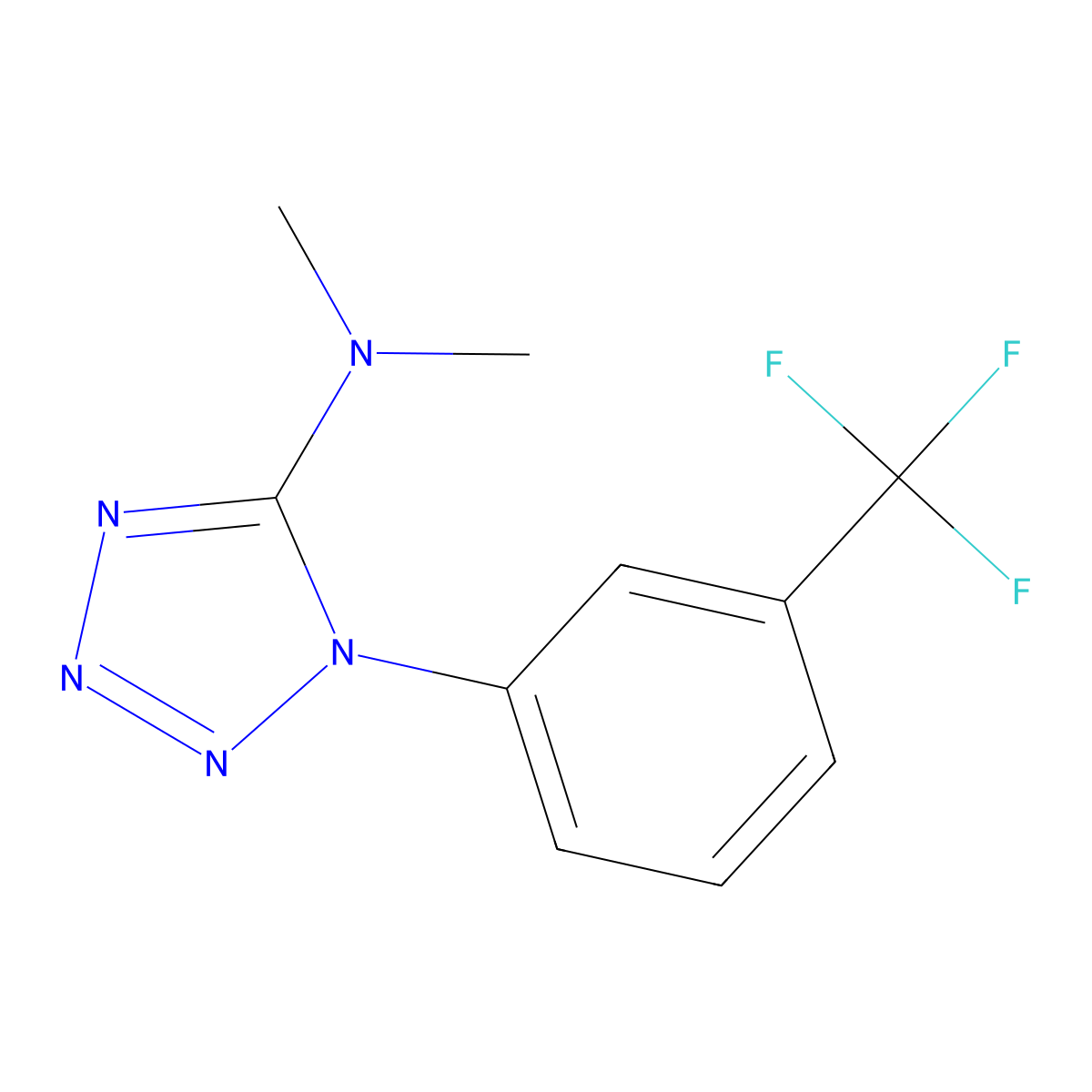 N,N-dimethyl-1-[3-(trifluoromethyl)phenyl]-1H-1,2,3,4-tetraazol-5-amine molecular structure, CAS 338417-24-6