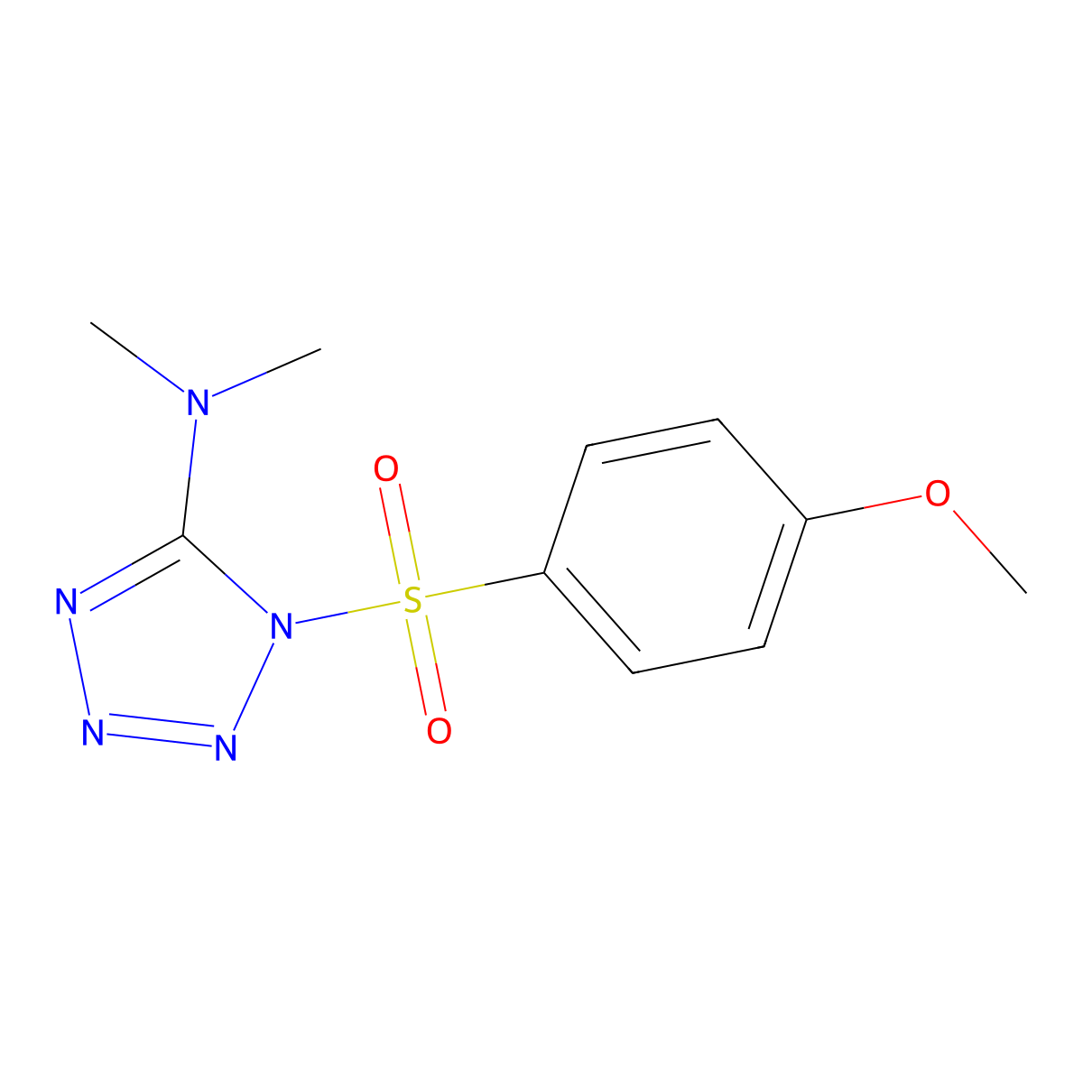 N-{1-[(4-methoxyphenyl)sulfonyl]-1H-1,2,3,4-tetraazol-5-yl}-N,N-dimethylamine molecular structure, CAS 338417-37-1