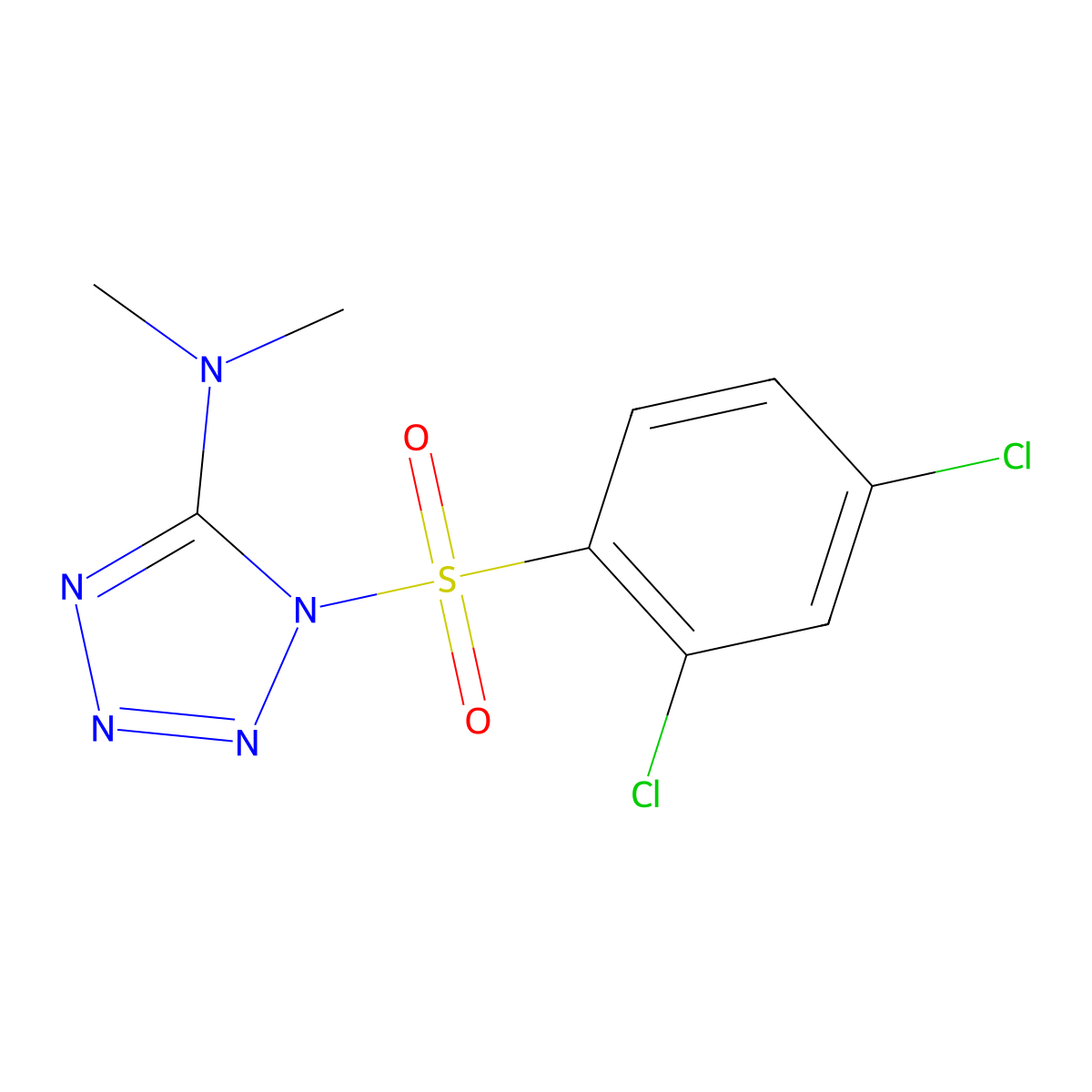 1-[(2,4-dichlorophenyl)sulfonyl]-N,N-dimethyl-1H-1,2,3,4-tetraazol-5-amine molecular structure, CAS 338417-38-2