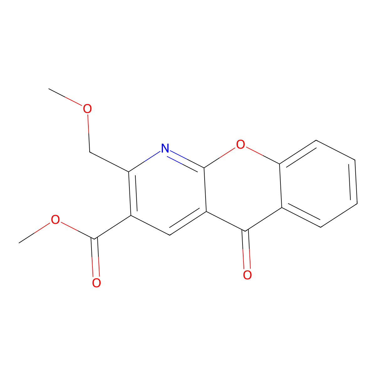 methyl 2-(methoxymethyl)-5-oxo-5H-chromeno[2,3-b]pyridine-3-carboxylate molecular structure, CAS 338417-39-3