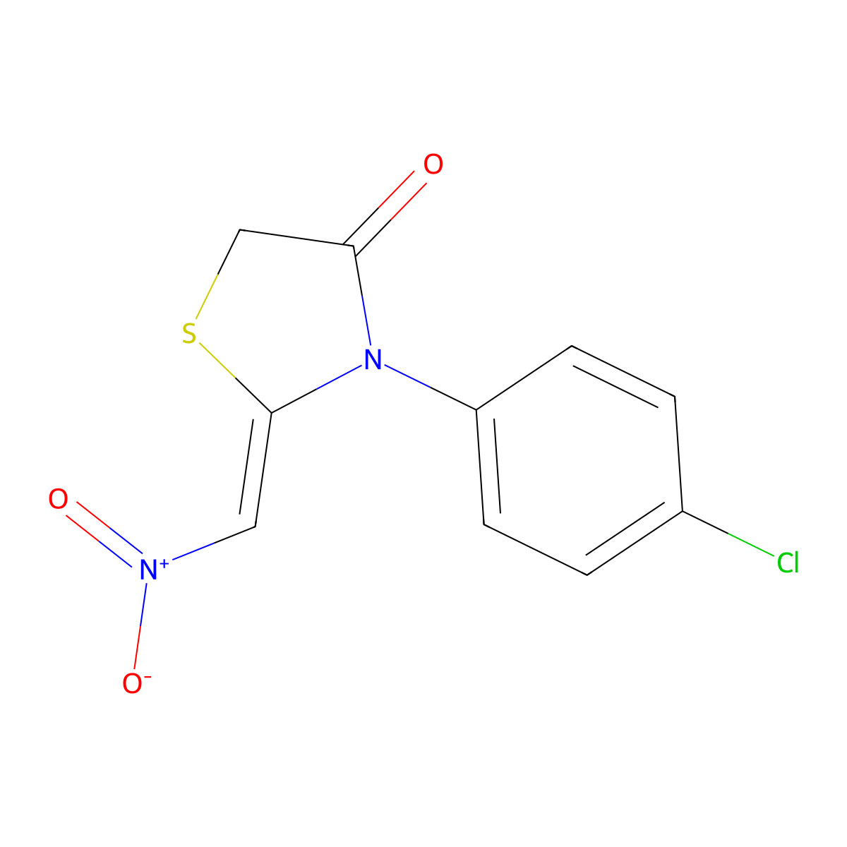 (2Z)-3-(4-chlorophenyl)-2-(nitromethylidene)-1,3-thiazolidin-4-one molecular structure, CAS 338417-48-4