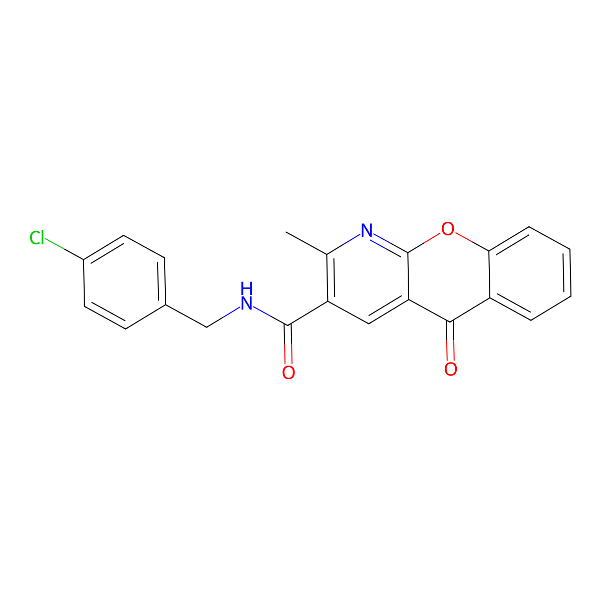 N-(4-chlorobenzyl)-2-methyl-5-oxo-5H-chromeno[2,3-b]pyridine-3-carboxamide molecular structure, CAS 338417-61-1