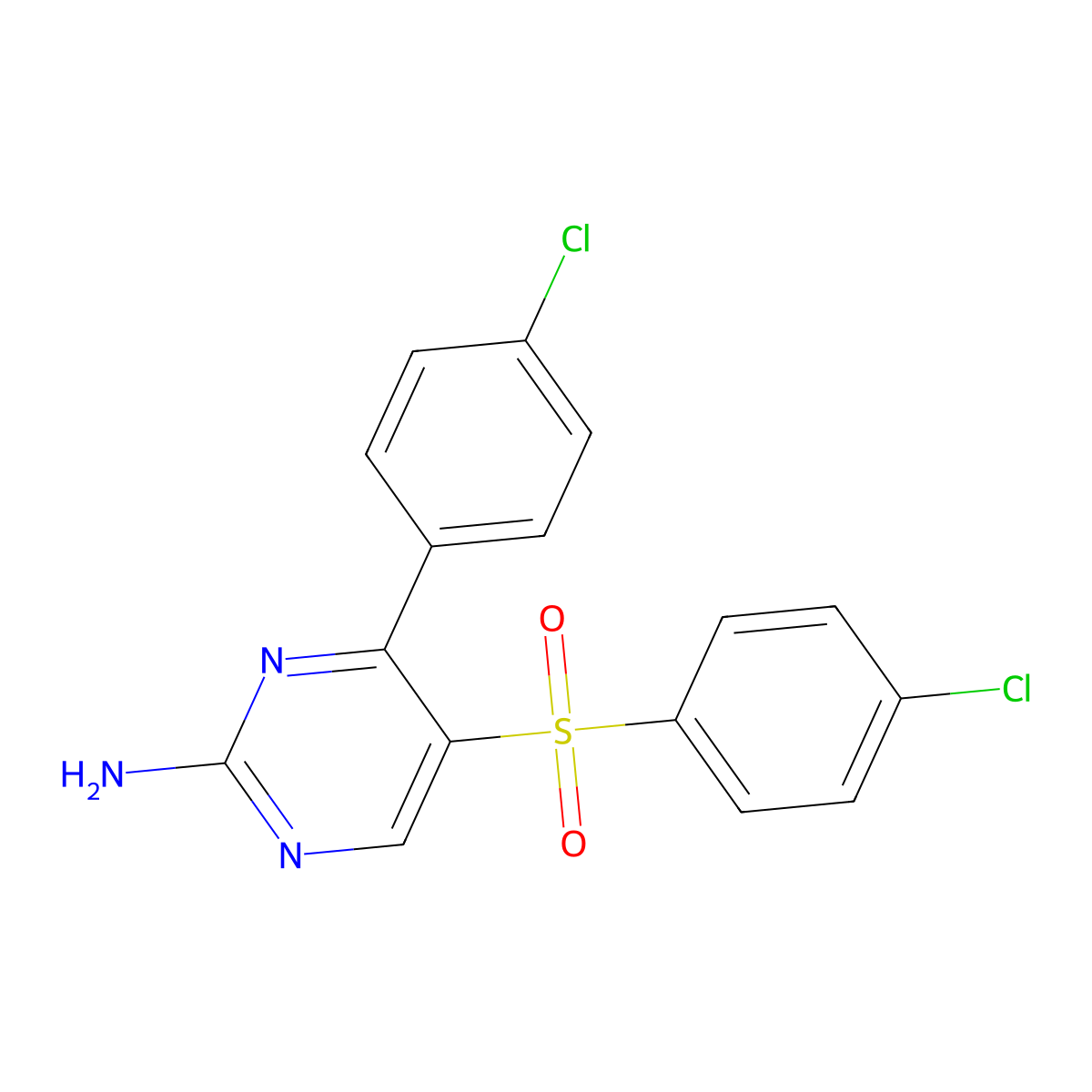 4-(4-Chlorophenyl)-5-[(4-chlorophenyl)sulfonyl]-2-pyrimidinamine molecular structure, CAS 338417-69-9