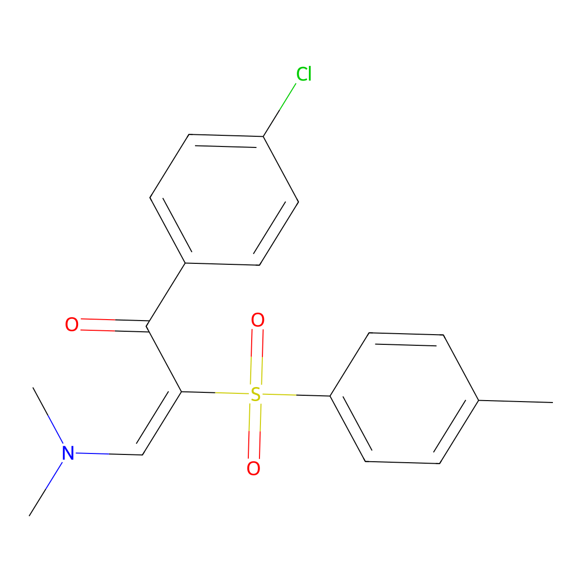1-(4-Chlorophenyl)-3-(dimethylamino)-2-[(4-methylphenyl)sulfonyl]-2-propen-1-one molecular structure, CAS 338417-78-0
