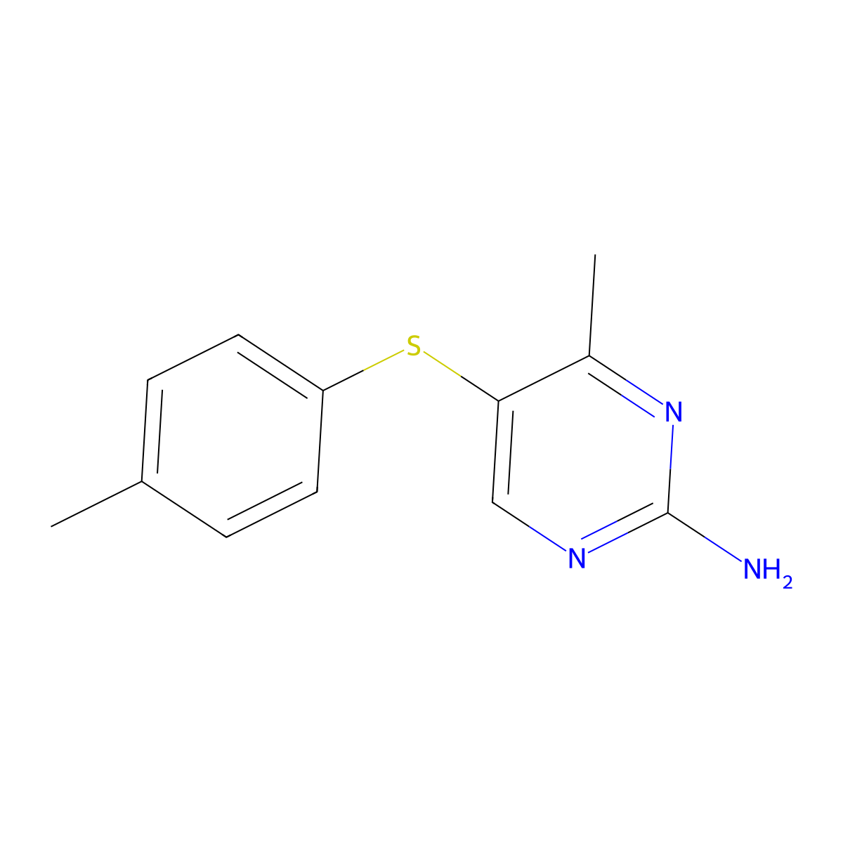 4-Methyl-5-[(4-methylphenyl)sulfanyl]-2-pyrimidinamine molecular structure, CAS 338417-80-4