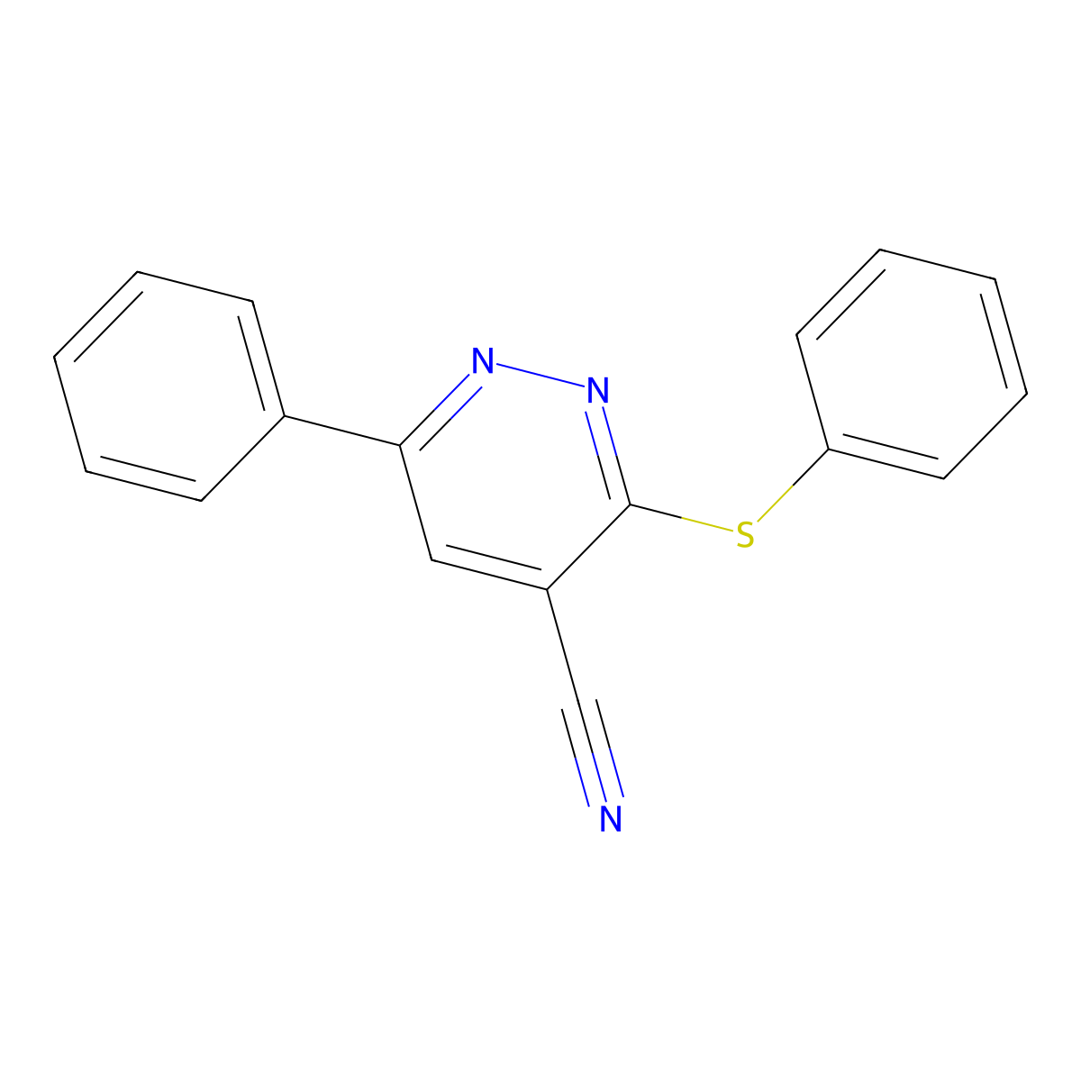 6-Phenyl-3-(phenylsulfanyl)-4-pyridazinecarbonitrile molecular structure, CAS 338417-90-6
