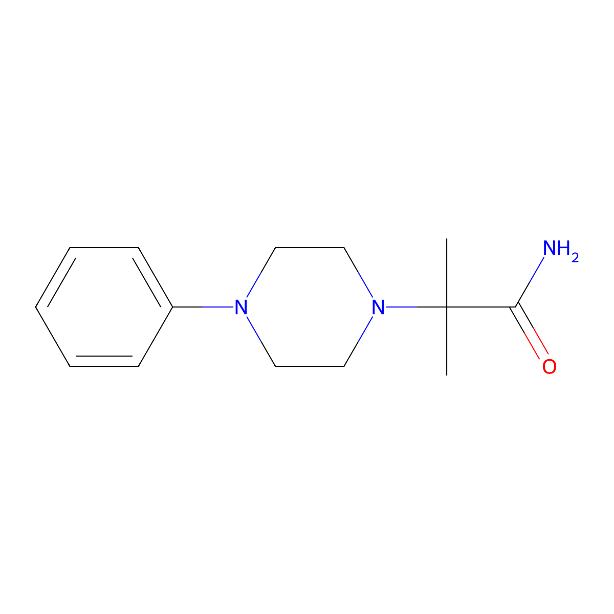 2-Methyl-2-(4-phenylpiperazin-1-yl)propanamide molecular structure, CAS 338417-97-3