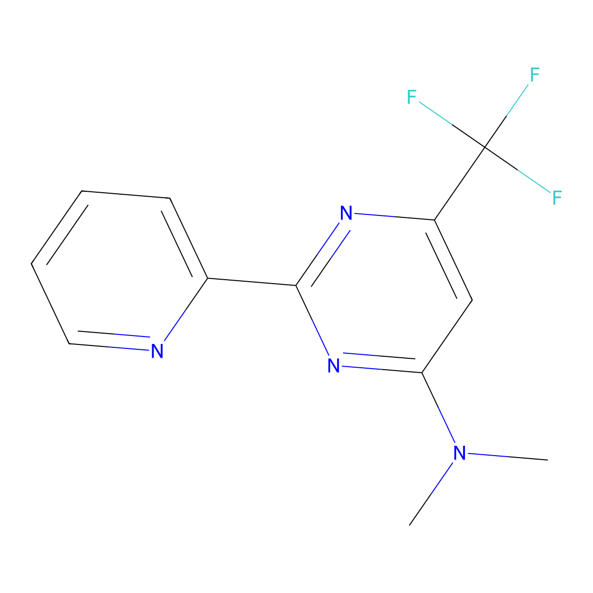 N,N-dimethyl-2-(2-pyridinyl)-6-(trifluoromethyl)-4-pyrimidinamine molecular structure, CAS 338418-11-4