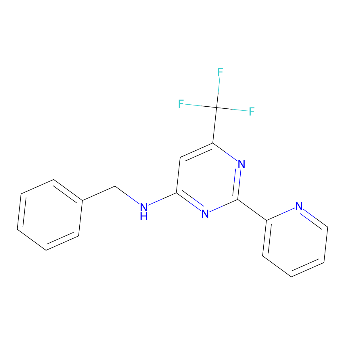 N-benzyl-2-(2-pyridinyl)-6-(trifluoromethyl)-4-pyrimidinamine molecular structure, CAS 338418-15-8