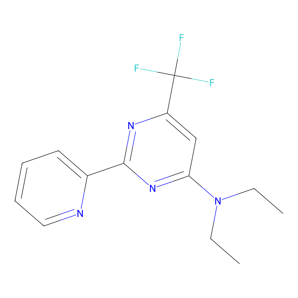 N,N-diethyl-2-(2-pyridinyl)-6-(trifluoromethyl)-4-pyrimidinamine molecular structure, CAS 338418-20-5