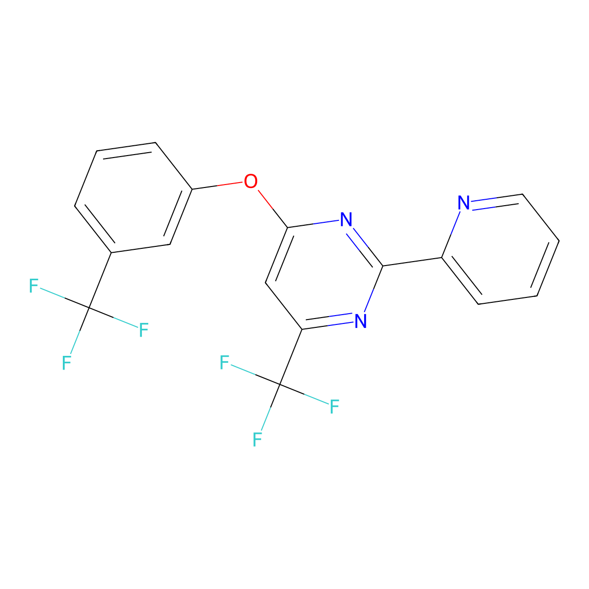 2-(2-Pyridinyl)-4-(trifluoromethyl)-6-[3-(trifluoromethyl)phenoxy]pyrimidine molecular structure, CAS 338418-28-3