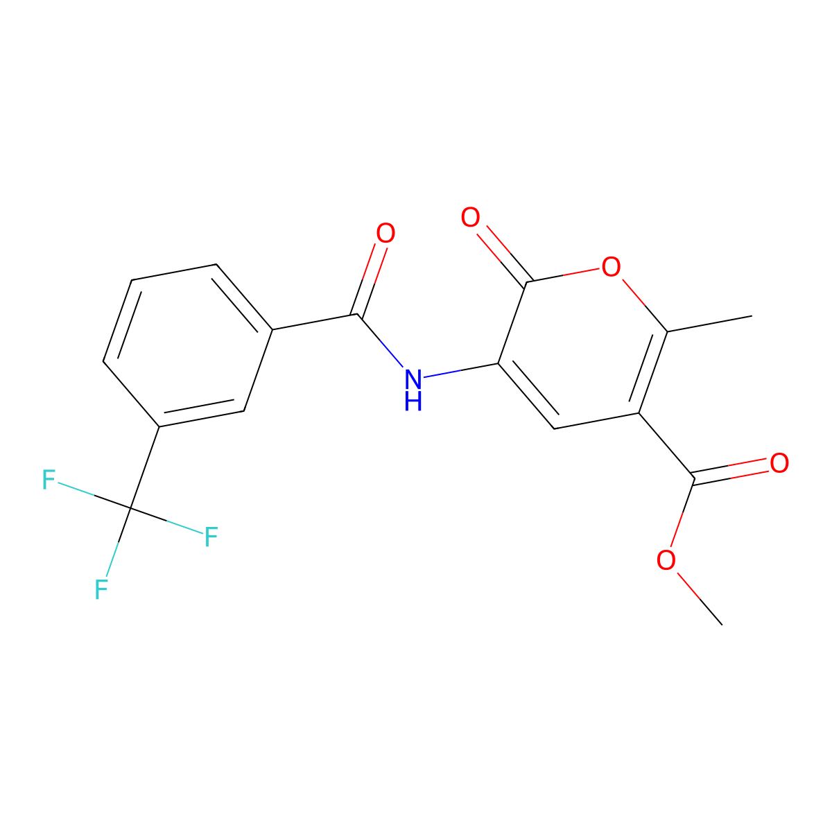 methyl 6-methyl-2-oxo-3-{[3-(trifluoromethyl)benzoyl]amino}-2H-pyran-5-carboxylate molecular structure, CAS 338418-34-1