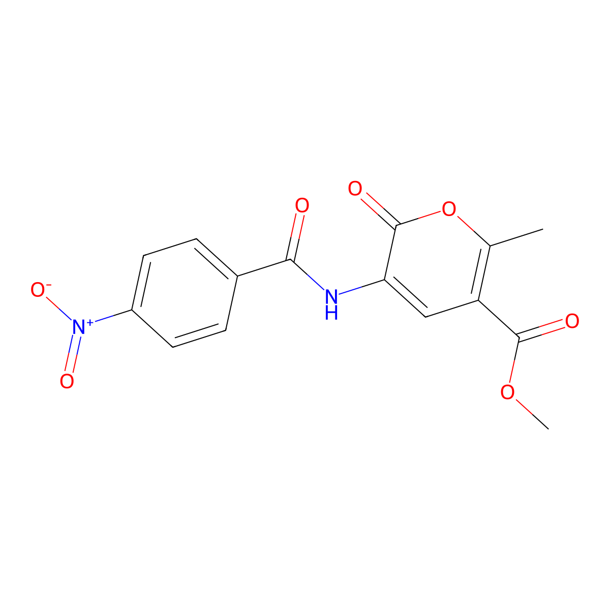 methyl 6-methyl-3-[(4-nitrobenzoyl)amino]-2-oxo-2H-pyran-5-carboxylate molecular structure, CAS 338418-37-4