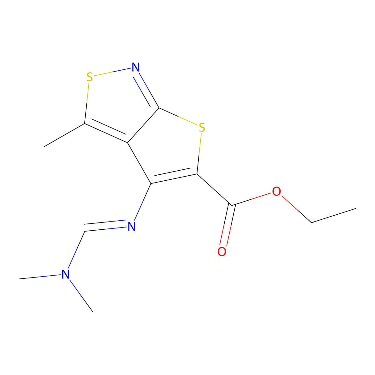 Ethyl 4-{[(dimethylamino)methylene]amino}-3-methylthieno[2,3-c]isothiazole-5-carboxylate molecular structure, CAS 338418-49-8