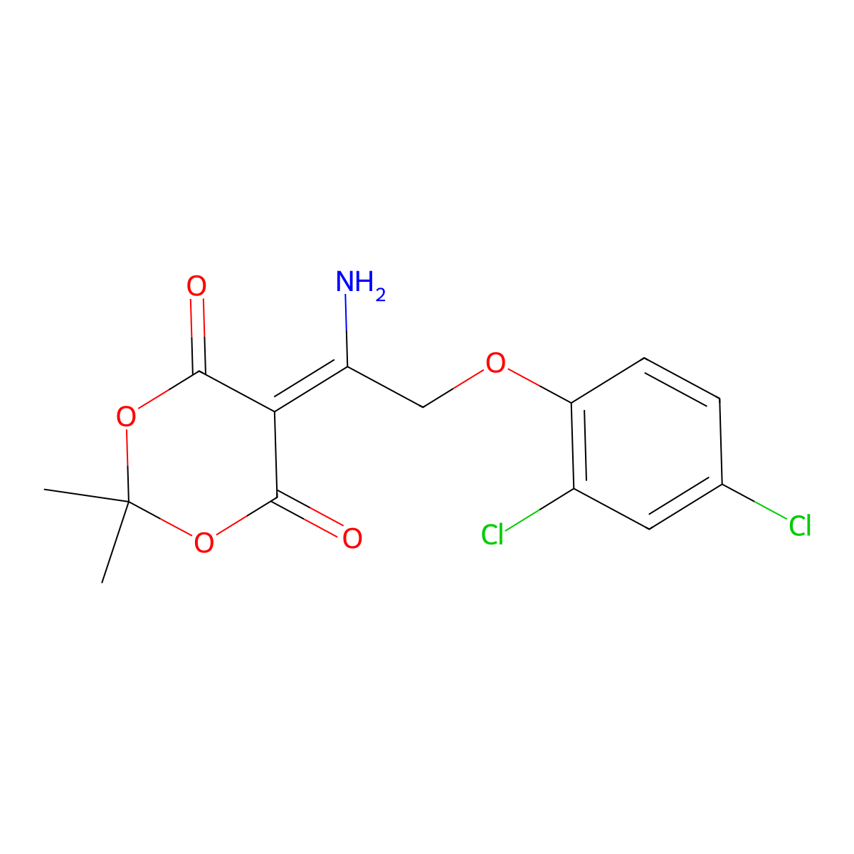 5-[1-Amino-2-(2,4-dichlorophenoxy)ethylidene]-2,2-dimethyl-1,3-dioxane-4,6-dione molecular structure, CAS 338418-52-3