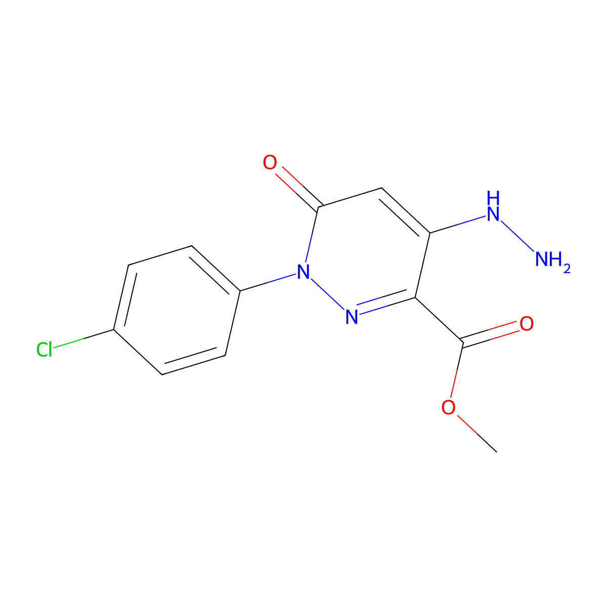 Methyl 1-(4-chlorophenyl)-4-hydrazino-6-oxo-1,6-dihydro-3-pyridazinecarboxylate molecular structure, CAS 338418-80-7