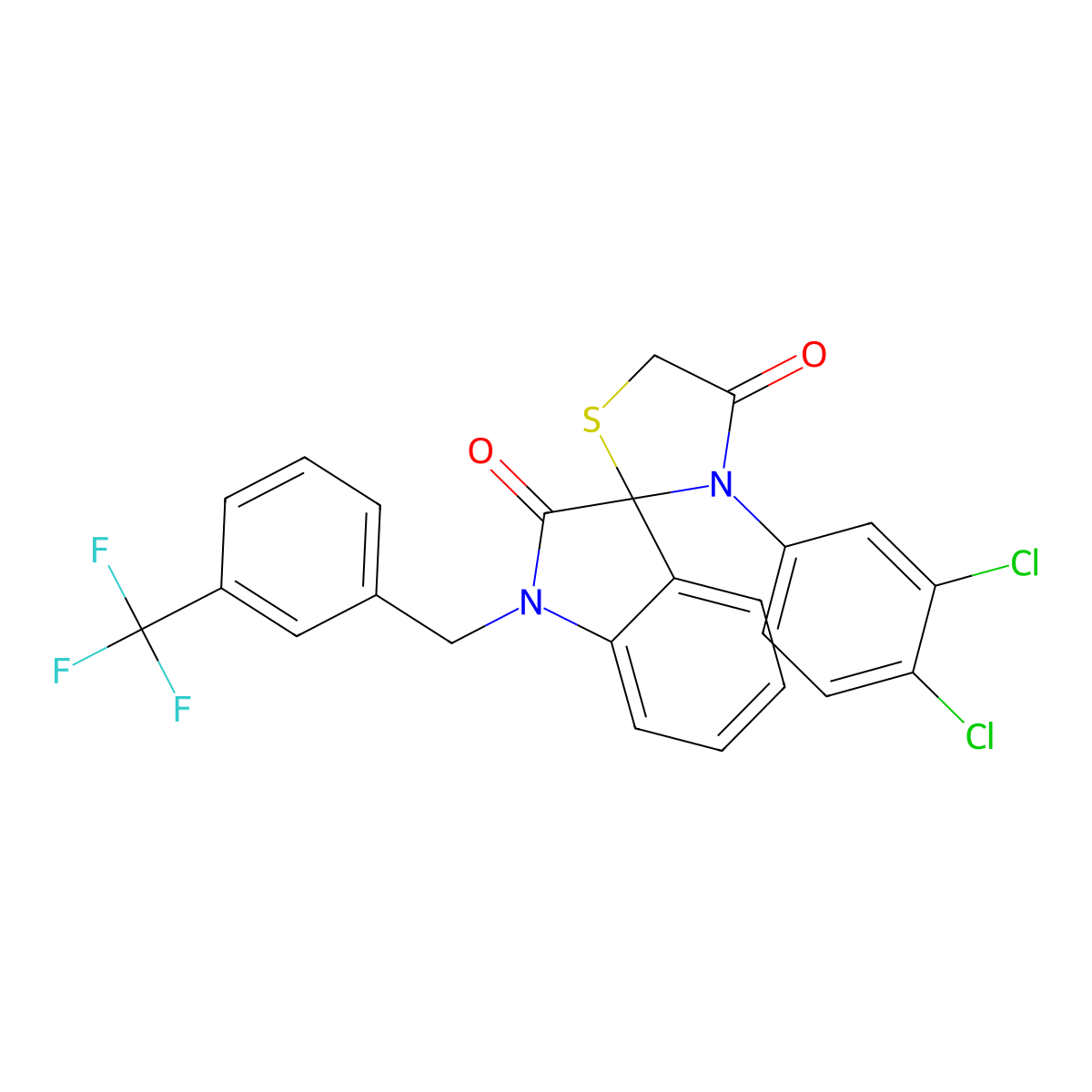 3'-(3,4-Dichlorophenyl)-1-(3-trifluoromethylbenzyl)spiro(2,3-dihydro-1H-indole-3,2'-thiazolidine-2,4'-dione molecular structure, CAS 338418-89-6