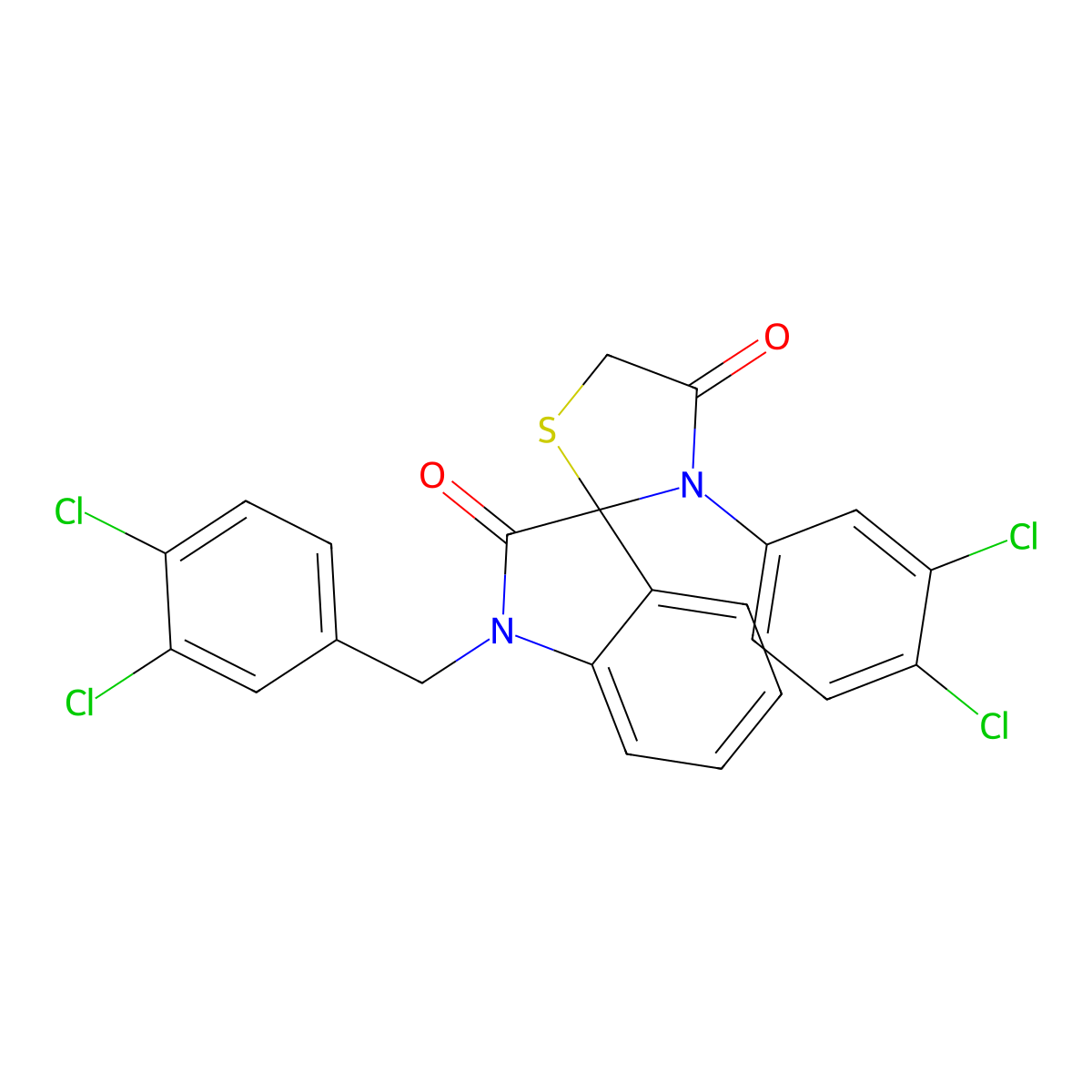 1-(3,4-Dichlorobenzyl)-3'-(3,4-dichlorophenyl)spiro(2,3-dihydro-1H-indole-3,2'-thiazolidine-2,4'-dione molecular structure, CAS 338418-90-9
