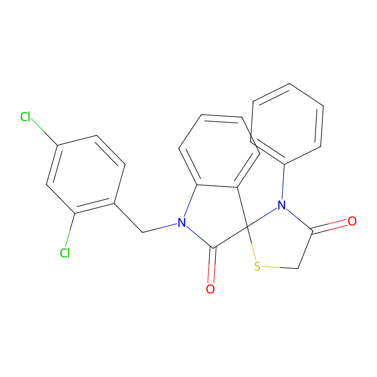 1-(2,4-dichlorobenzyl)-3'-phenylspiro(2,3-dihydro-1H-indole-3,2'-thiazolidine)-2,4'-dione molecular structure, CAS 338418-91-0