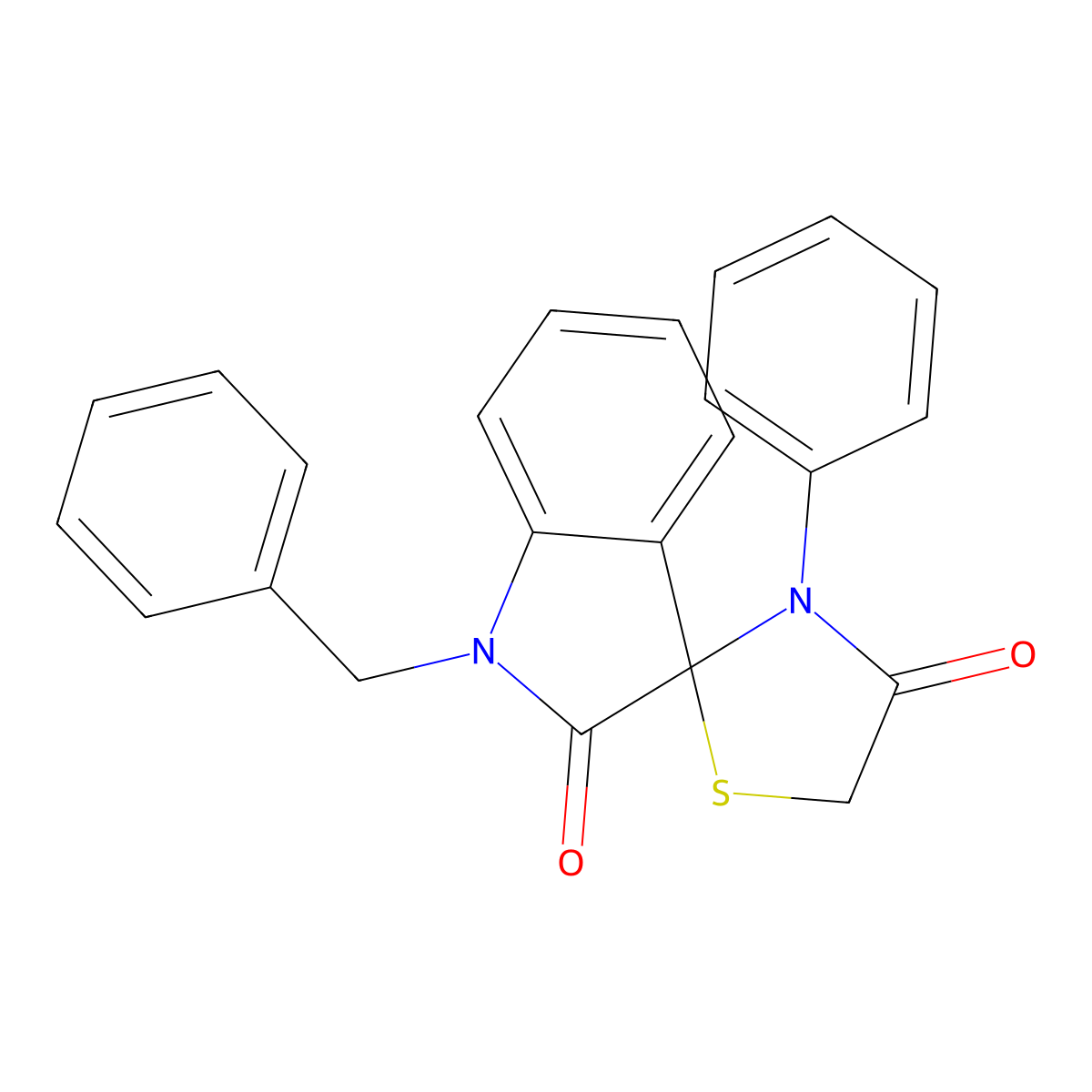 1-Benzyl-3'-phenyl-1,2-dihydrospiro[indole-3,2'-[1,3]thiazolidine]-2,4'-dione molecular structure, CAS 338418-92-1