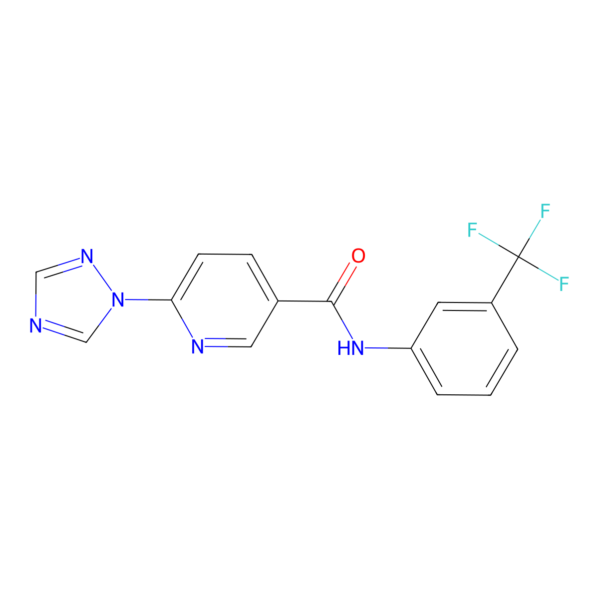 6-(1H-1,2,4-triazol-1-yl)-N-[3-(trifluoromethyl)phenyl]nicotinamide molecular structure, CAS 338418-95-4