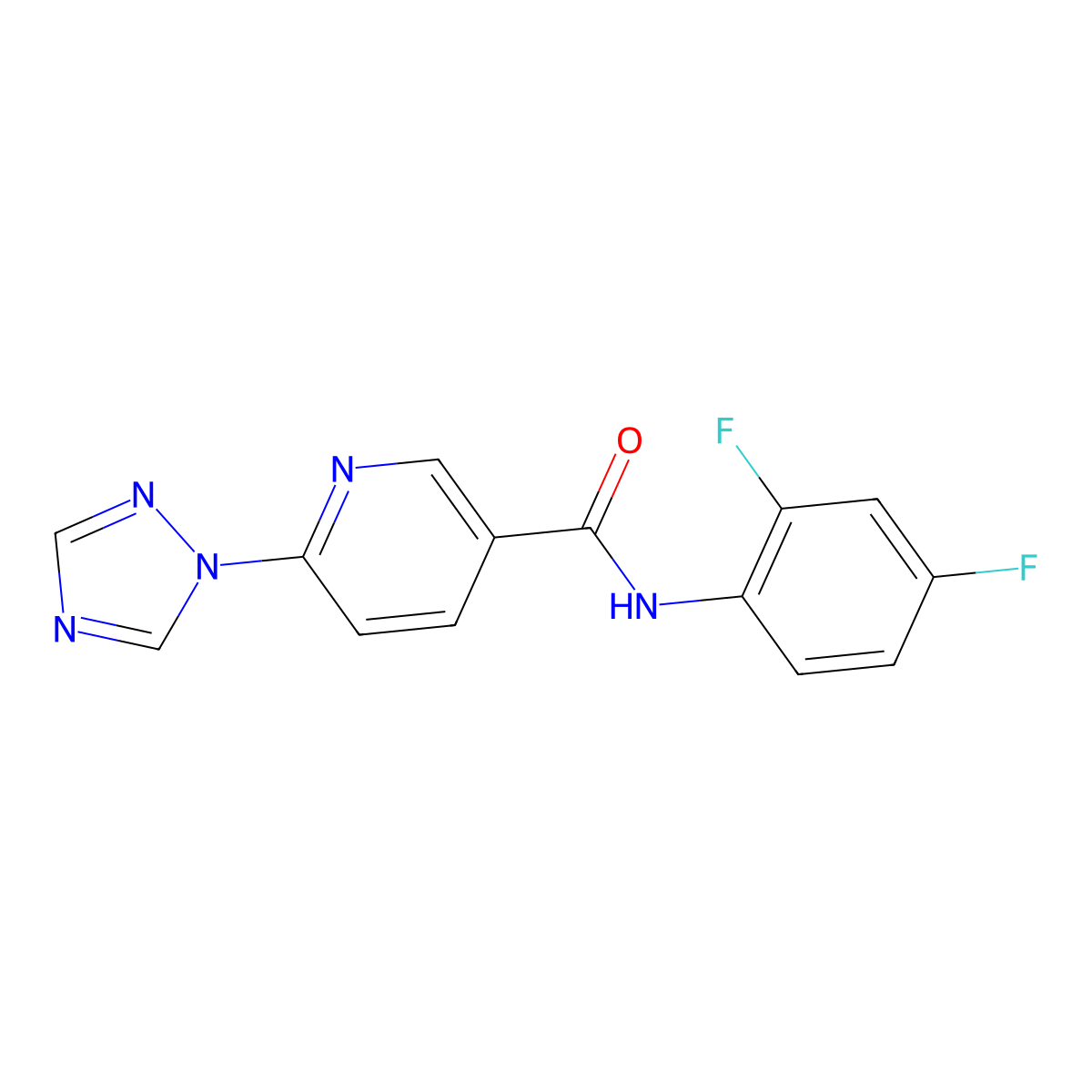 N-(2,4-difluorophenyl)-6-(1H-1,2,4-triazol-1-yl)nicotinamide molecular structure, CAS 338418-96-5