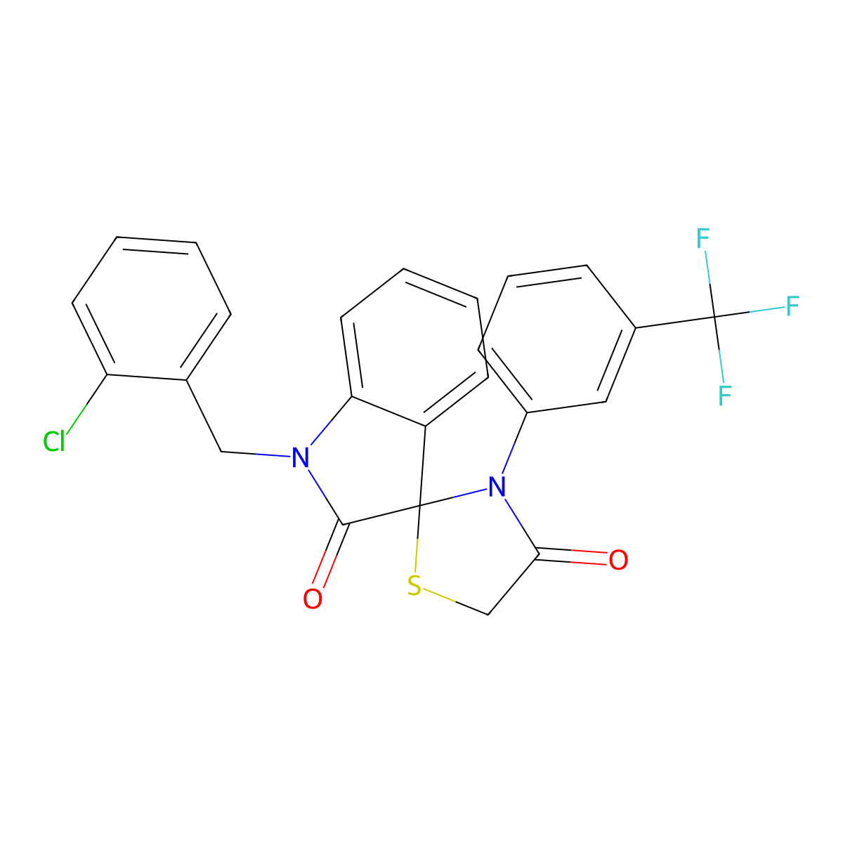 1-(2-Chlorobenzyl)-3'-(3-trifluoromethylphenyl)spiro(2,3-dihydro-1H-indole-3,2'-thiazolidine-2,4'-dione molecular structure, CAS 338418-97-6