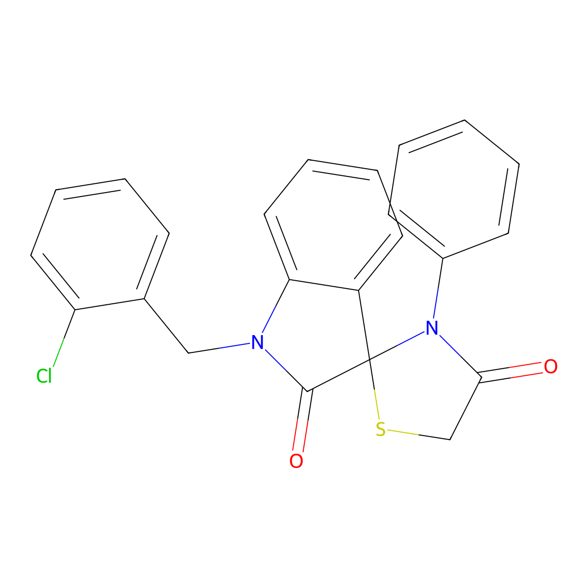 1-(2-Chlorobenzyl)-3'-phenylspiro(2,3-dihydro-1H-indole-3,2'-thiazolidine)-2,4'-dione molecular structure, CAS 338418-98-7